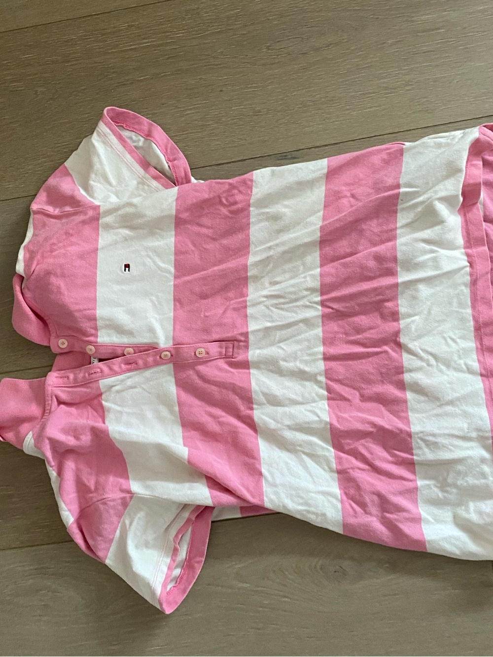Tommy Hilfiger  Pink & White Striped Polo Shirt